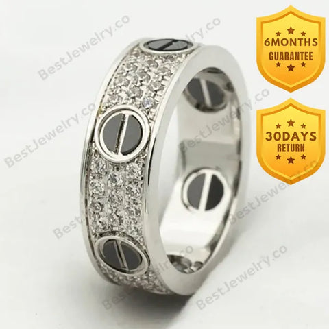 Love Ring 5.5mm Diamonds Paved Ceramic