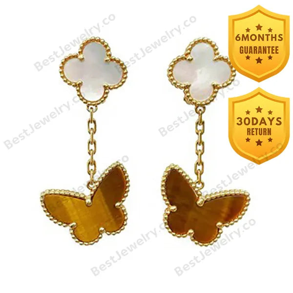 Lucky Butterfly Mop Tiger Eye Earrings