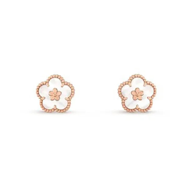 Lucky Pink Gold White Mop Earrings