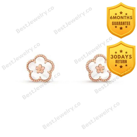 Lucky Pink Gold White Mop Earrings