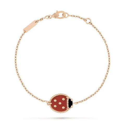 Lucky Spring Closed Wings Bug Pink Gold Bracelet