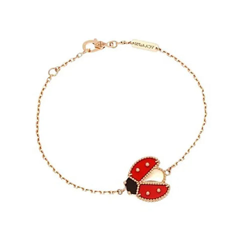 Lucky Spring Open Wings Bug Pink Gold Bracelet