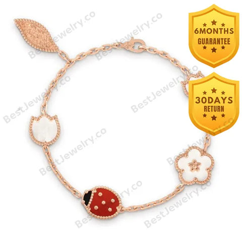 Lucky Spring Pink Gold Bracelet 5 Motifs