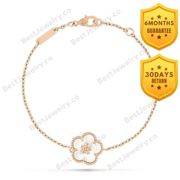 Lucky Spring White Blossom Pink Gold Bracelet