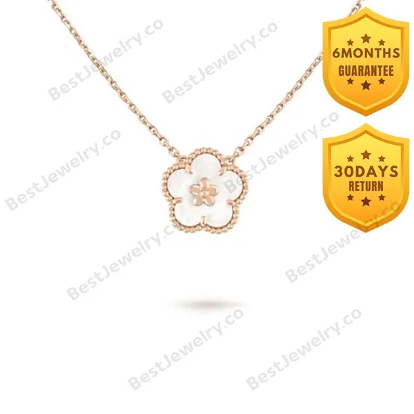 Lucky Spring White Blossom Pink Gold Pendant