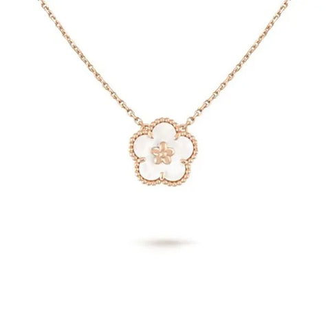 Lucky Spring White Blossom Pink Gold Pendant