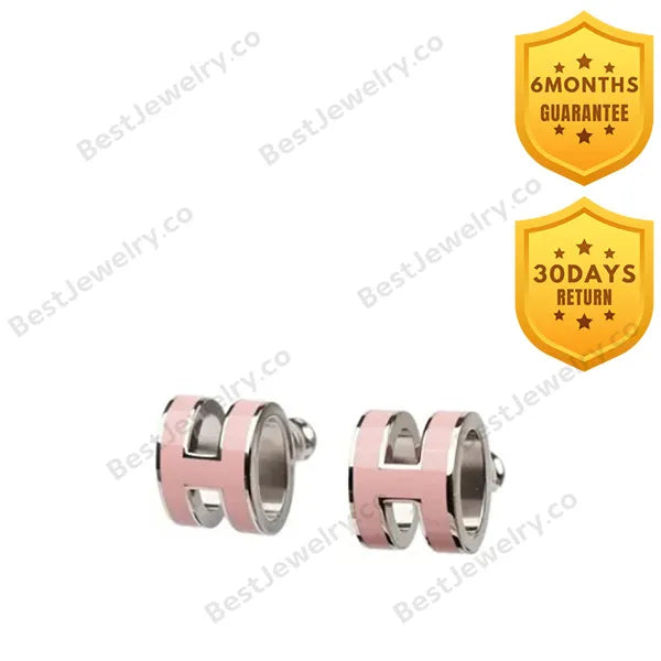 Mini Pop H Silver Earrings Pink