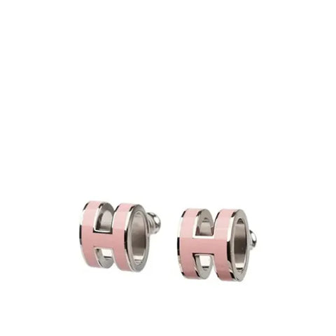 Mini Pop H Silver Earrings Pink