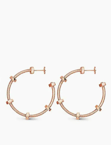 Nuts And Bolts Pink Gold Earrings