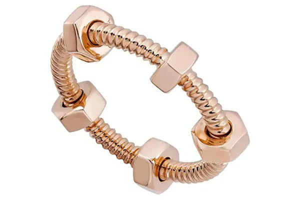 Nuts And Bolts Pink Gold Ring