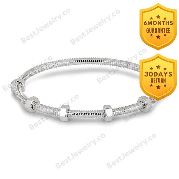 Nuts And Bolts Silver Bracelet