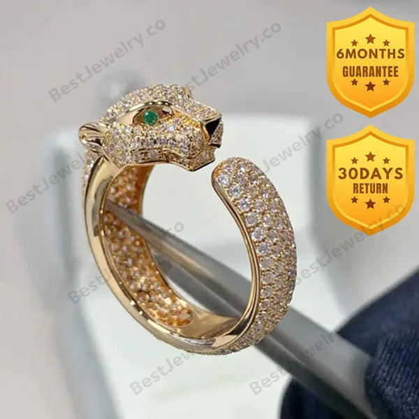 Panthere Pink Gold Diamond Ring