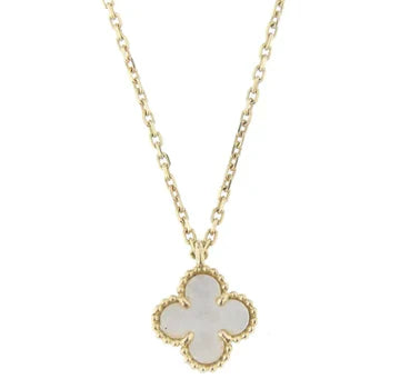 Clover Pendant Pink Mop Gold Necklace