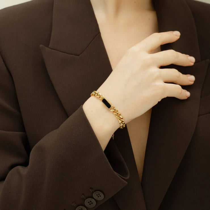 CHIARA CUBAN BRACELLET| BLACK ONYX