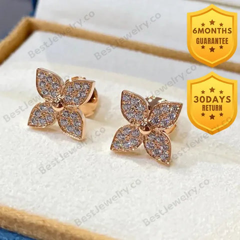 Star Earrings Pink Gold Diamond