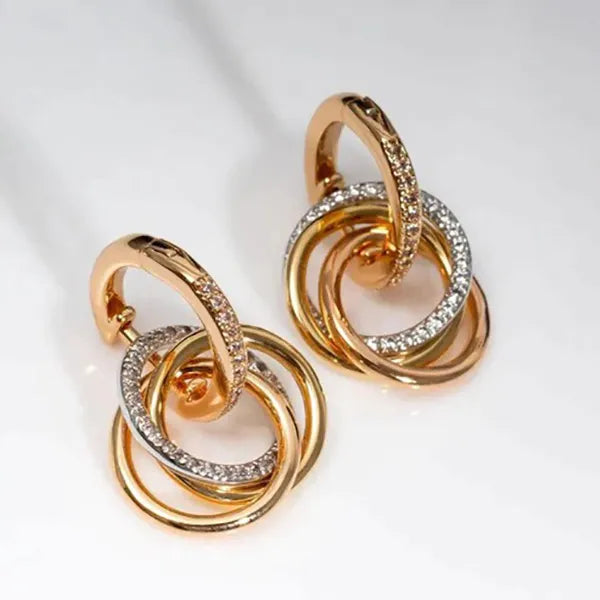 Trinity Earrings Gold Silver Pink Gold Diamonds