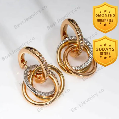 Trinity Earrings Gold Silver Pink Gold Diamonds