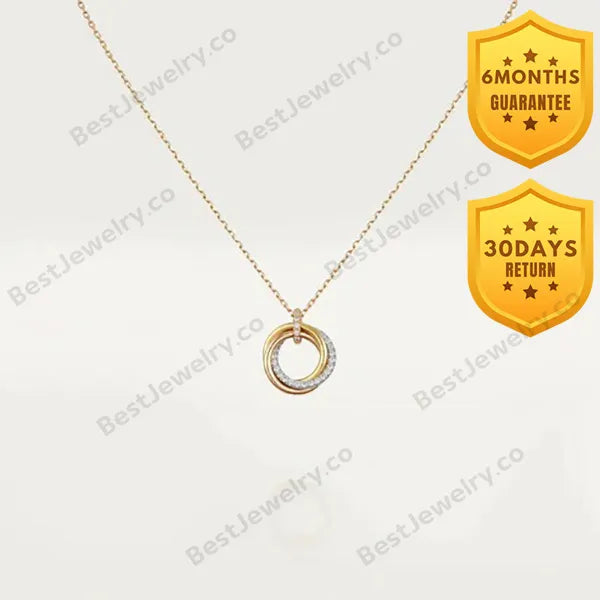 Trinity Necklace Silver Gold Pink Gold Diamonds