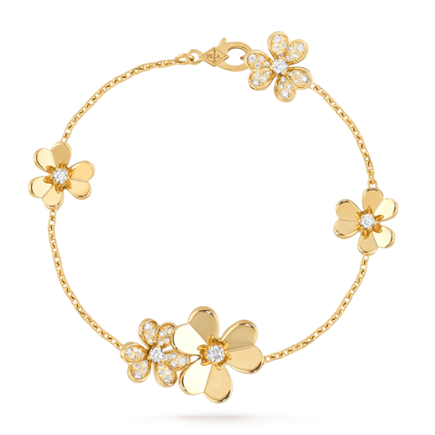 Frivole Gold 5 Flowers Bracelet