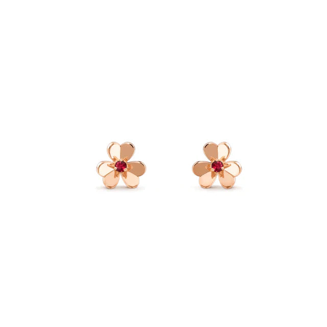 Frivole Pink Gold Flower Pink Earrings