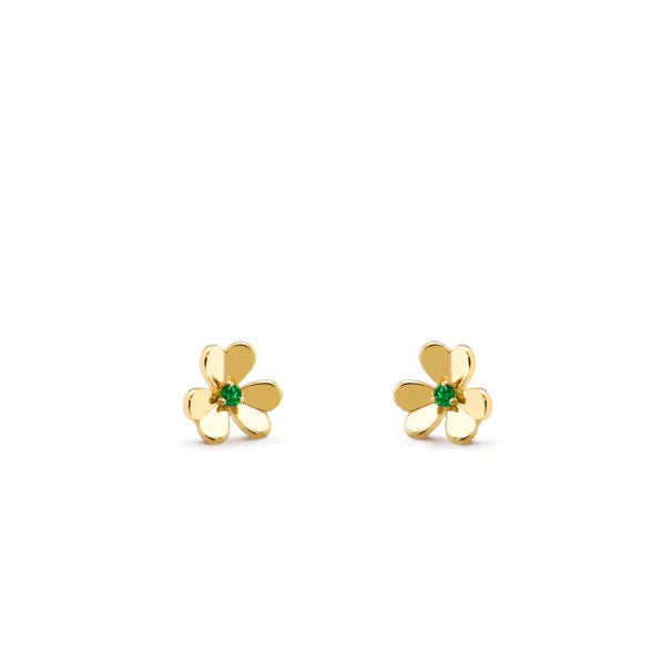 Frivole Gold Flower Malachite Earrings