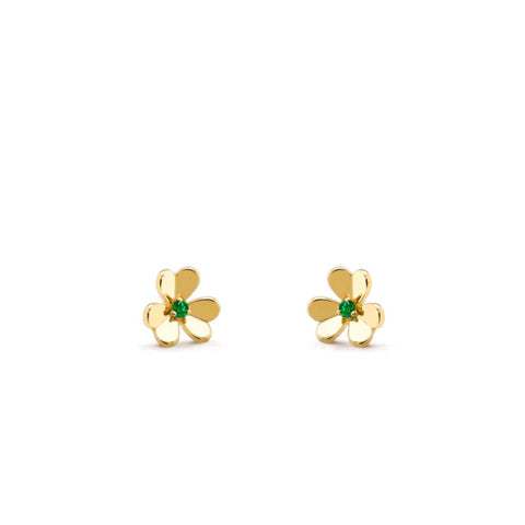 Frivole Gold Flower Malachite Earrings