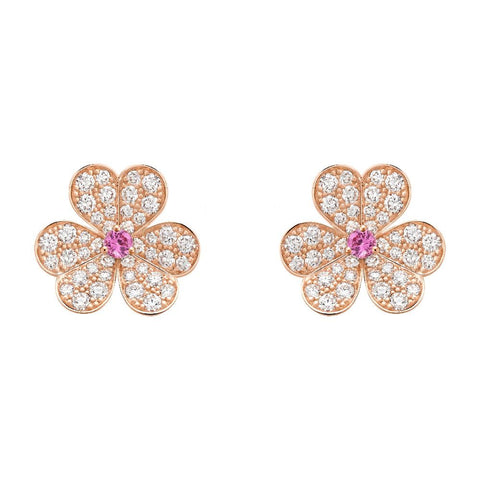 Frivole Pink Gold Flower Diamond Earrings