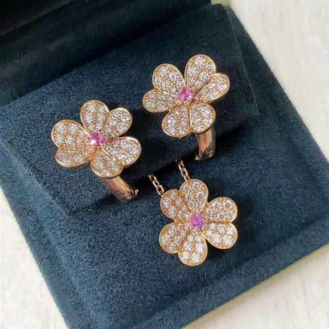 FRIVOLE PINK GOLD FLOWER DIAMOND EARRINGS