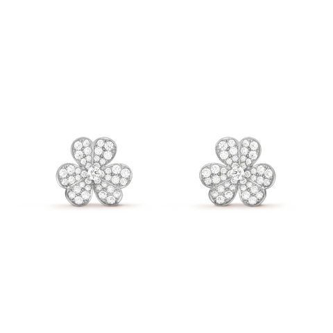 Frivole Silver Flower Diamond Earrings