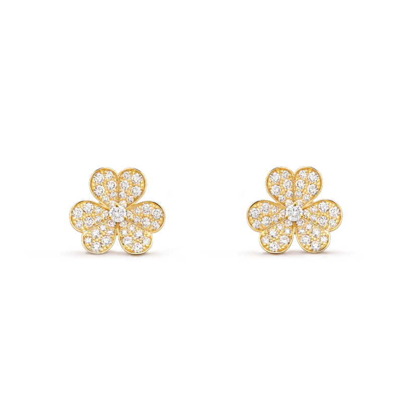 Frivole Gold Flower Diamond Earrings