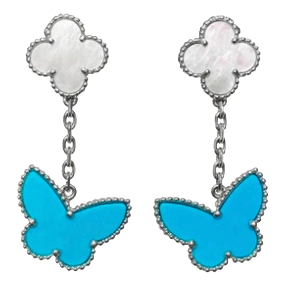 Lucky Butterfly Mop Turquoise Earrings