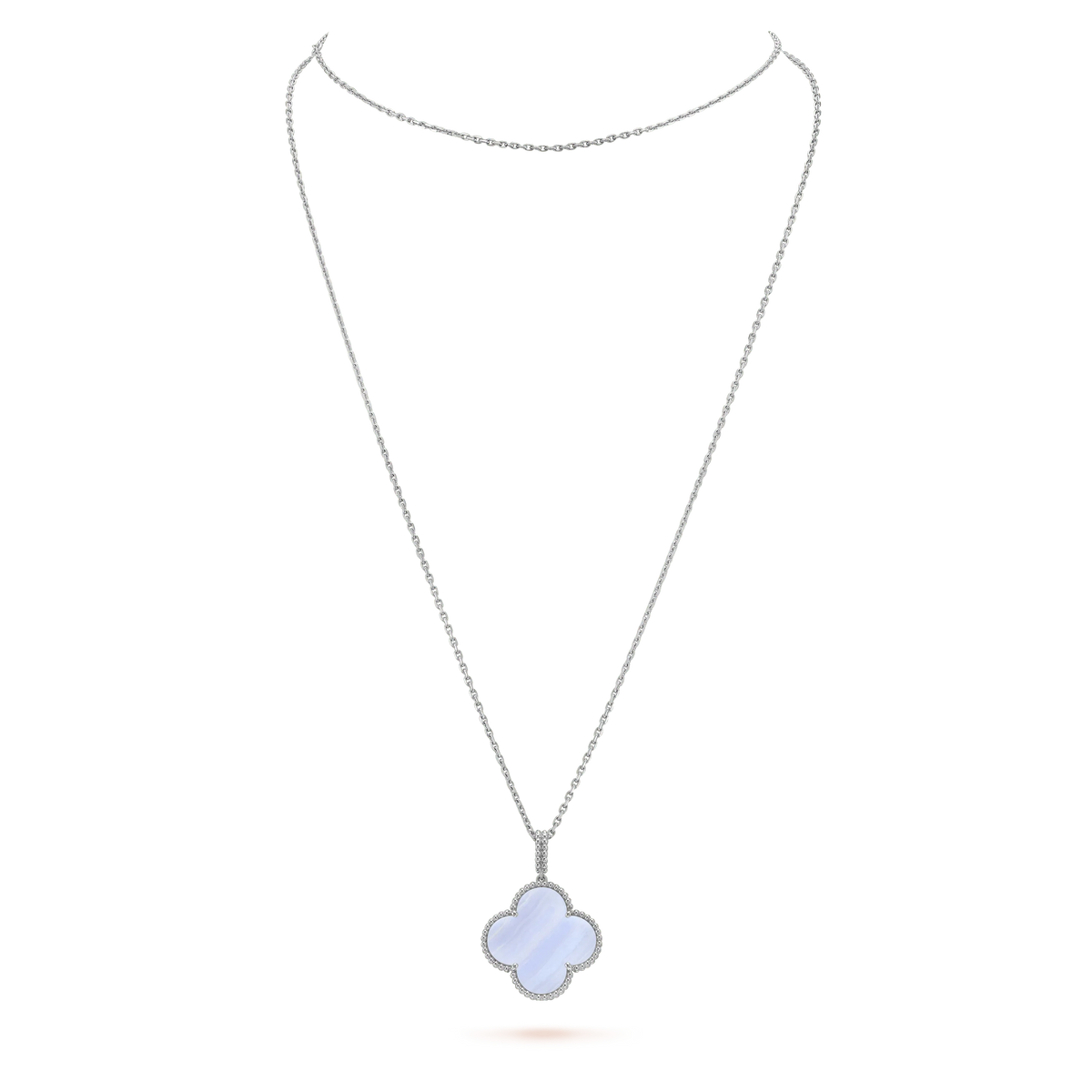 Clover Silver Chalcedony Big Clover Necklace