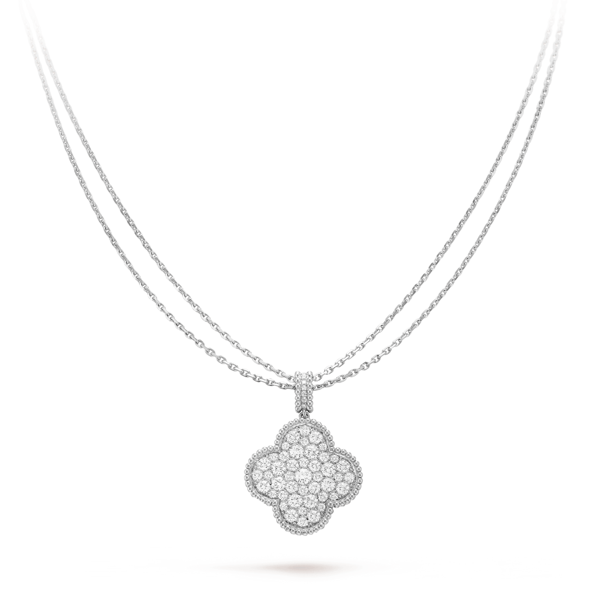 Clover Silver Full Diamond Big Clover Necklace