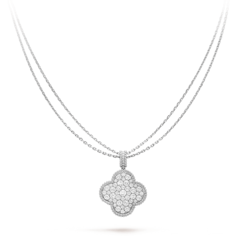 Clover Silver Full Diamond Big Clover Necklace