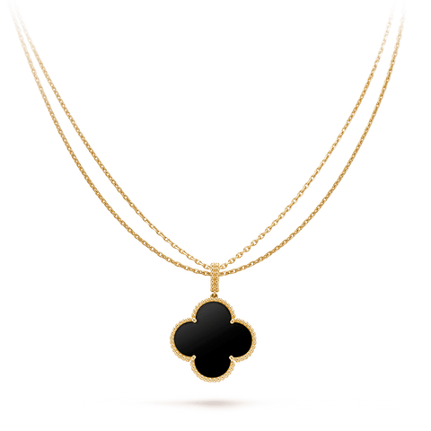 Clover Silver Onyx Big Clover Necklace