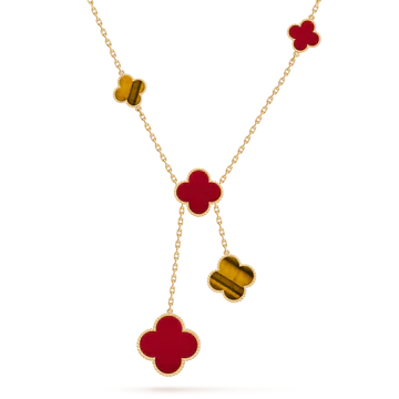 Clover Tiger Eye Carnelian Necklace 6 Motifs