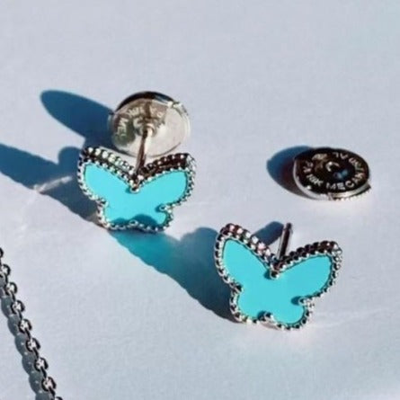 BUTTERFLY TURQUOISE SILVER EARRINGS