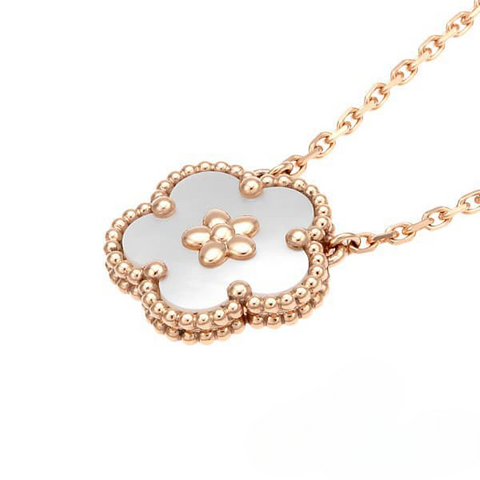 LUCKY SPRING WHITE BLOSSOM PINK GOLD PENDANT