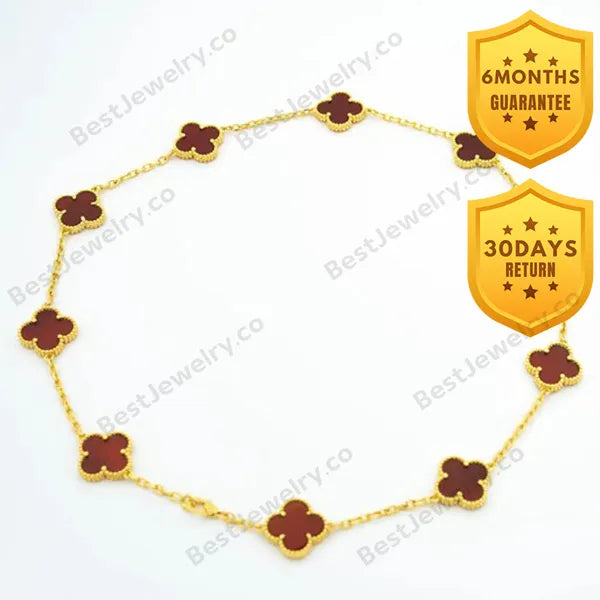 Vintage Carnelian Necklace 10 Motifs Gold