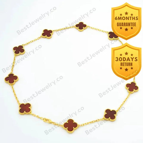 Vintage Carnelian Necklace 10 Motifs Gold