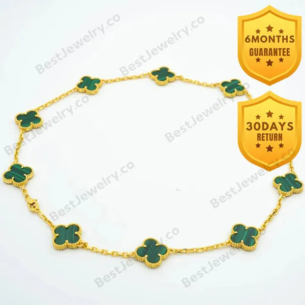 Vintage Malachite Necklace 10 Motifs Gold