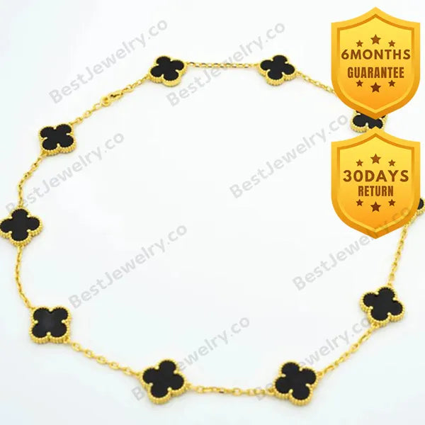 Vintage Onyx Necklace 10 Motifs Gold