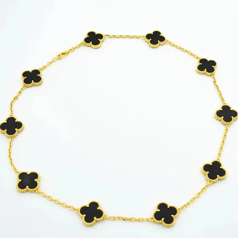 Vintage Onyx Necklace 10 Motifs Gold