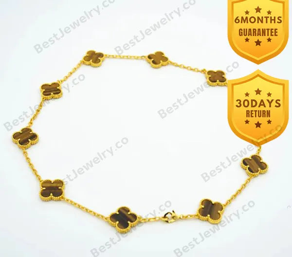 Vintage Tiger Eye Necklace 10 Motifs Gold