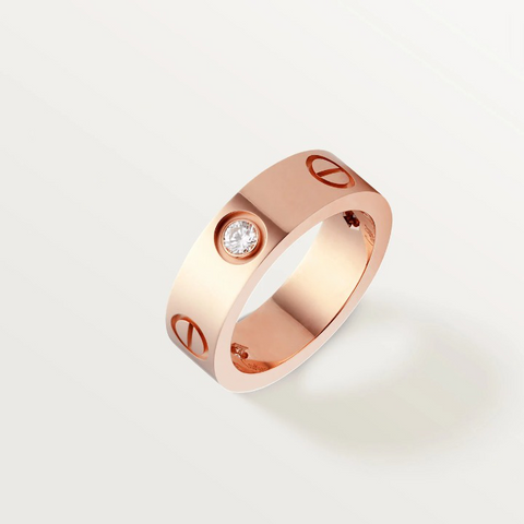 Love Ring 5.5mm 3 Diamonds Pink Gold