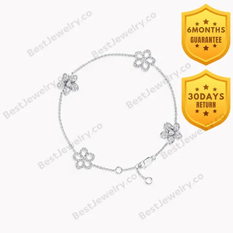 Wildflower 4 Motifs Silver Diamond Bracelet