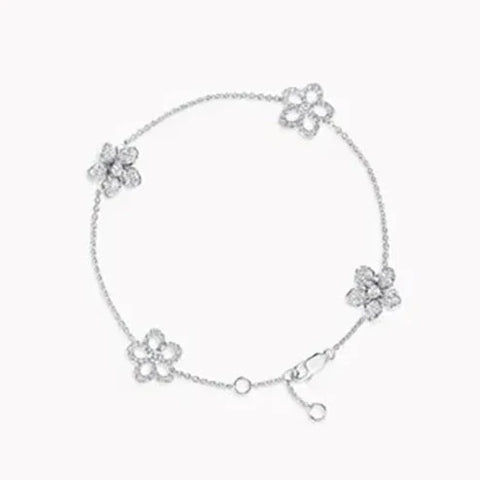 Wildflower 4 Motifs Silver Diamond Bracelet